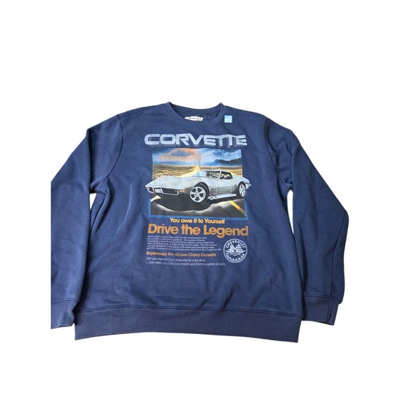 Mens Licensed Relaxed Fit Moto Graphic Soft Fleece Crew Large - Picture 2 of 7